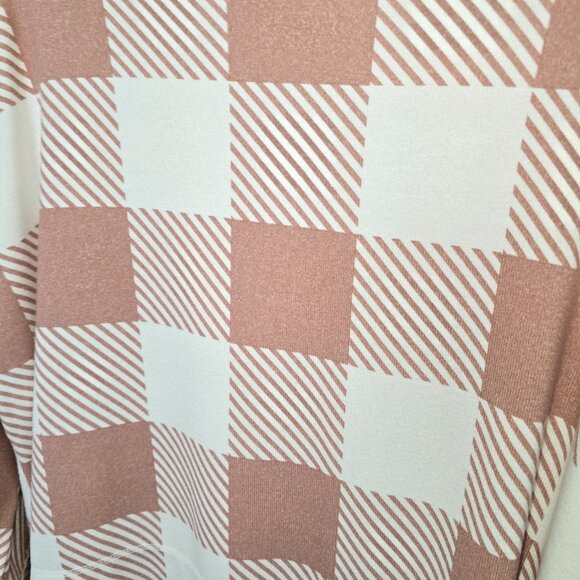 Maurices Tunic Top Brown Cream Plaid Funnel Neck Size Large Soft - Picture 4 of 4